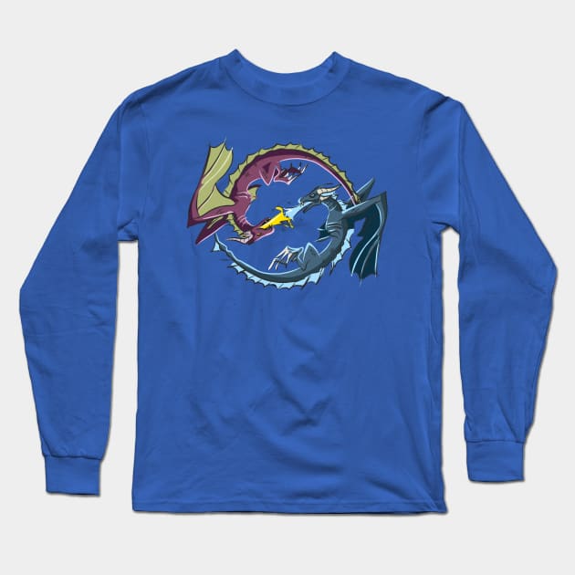 Duality Dragon Fight Long Sleeve T-Shirt by MajorCompany